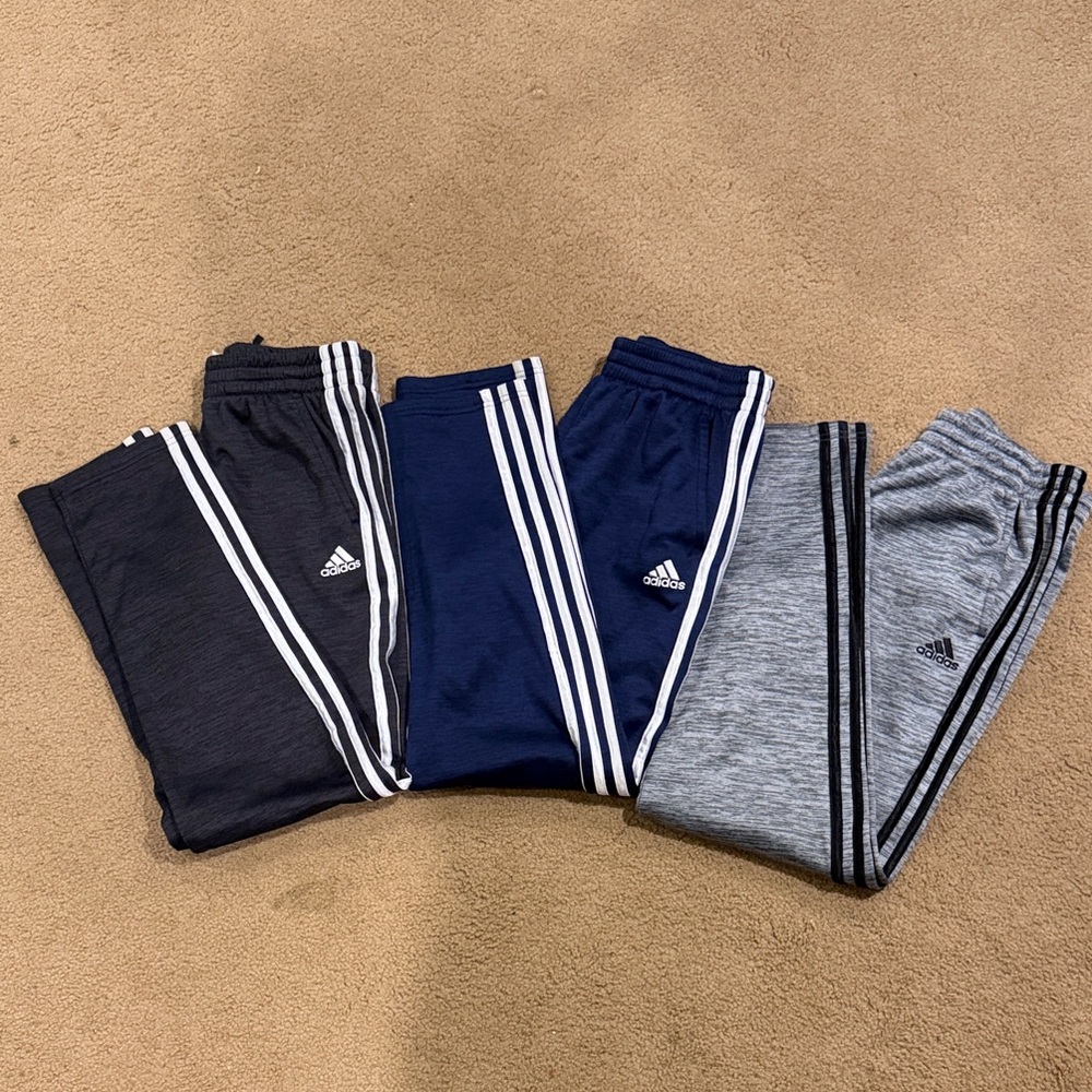 Adidas Kids' Joggers - Charcoal, Navy, and Heather Gray - 3 pair